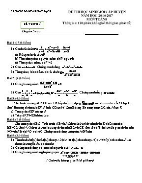 Đề thi học sinh giỏi cấp huyện năm học 2016 - 2017 môn Toán 8